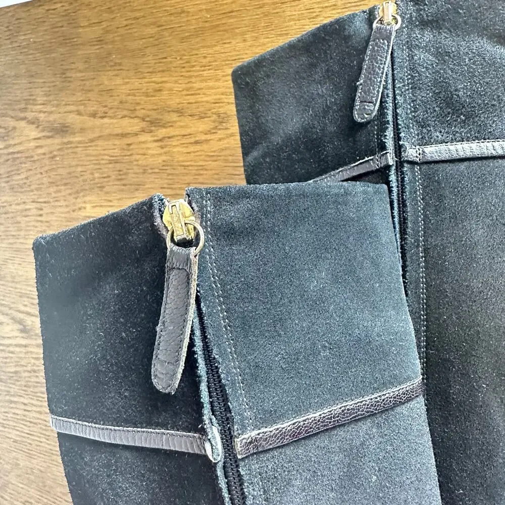 KATE SPADE Black Suede Knee High Heel Boots womans‎ 7 B